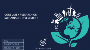 Image that reads 'consumer research into sustainable investment'